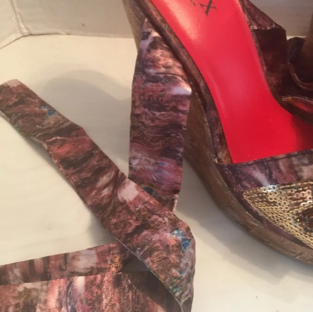 New Size 6 Wedge Heel With Sequins and Rhinestones By MINX
